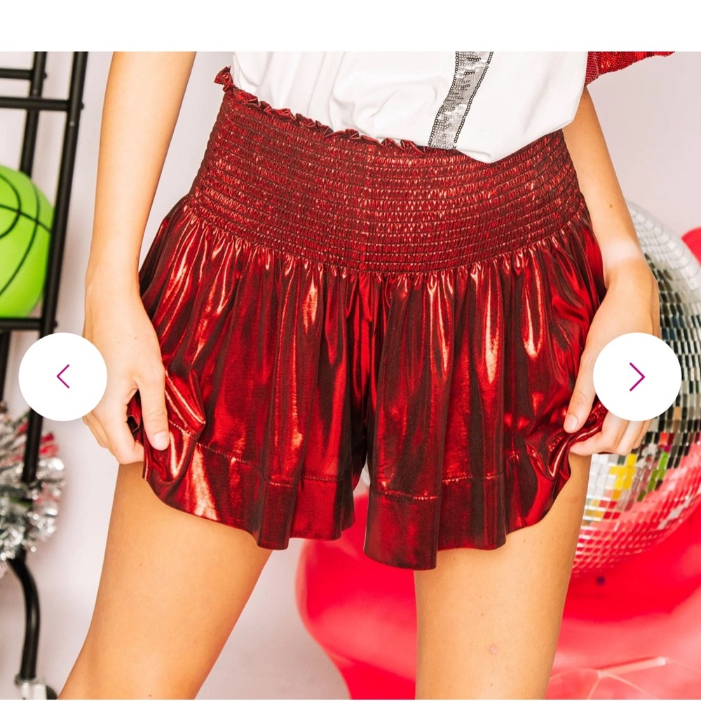 Metallic red shorts